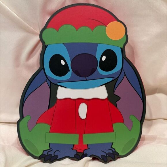 Disney Lilo & Stitch Christmas Elf Large Box Wall Sign Decor NWT - Picture 1 of 7